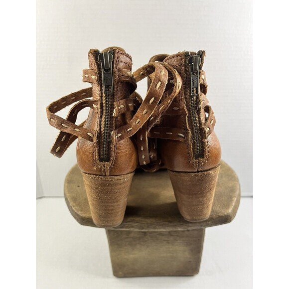 Frye Naomi Pickstitch Ankle Shooties Womens Size 7.5B Whiskey Brown Leather Zip - Picture 6 of 11